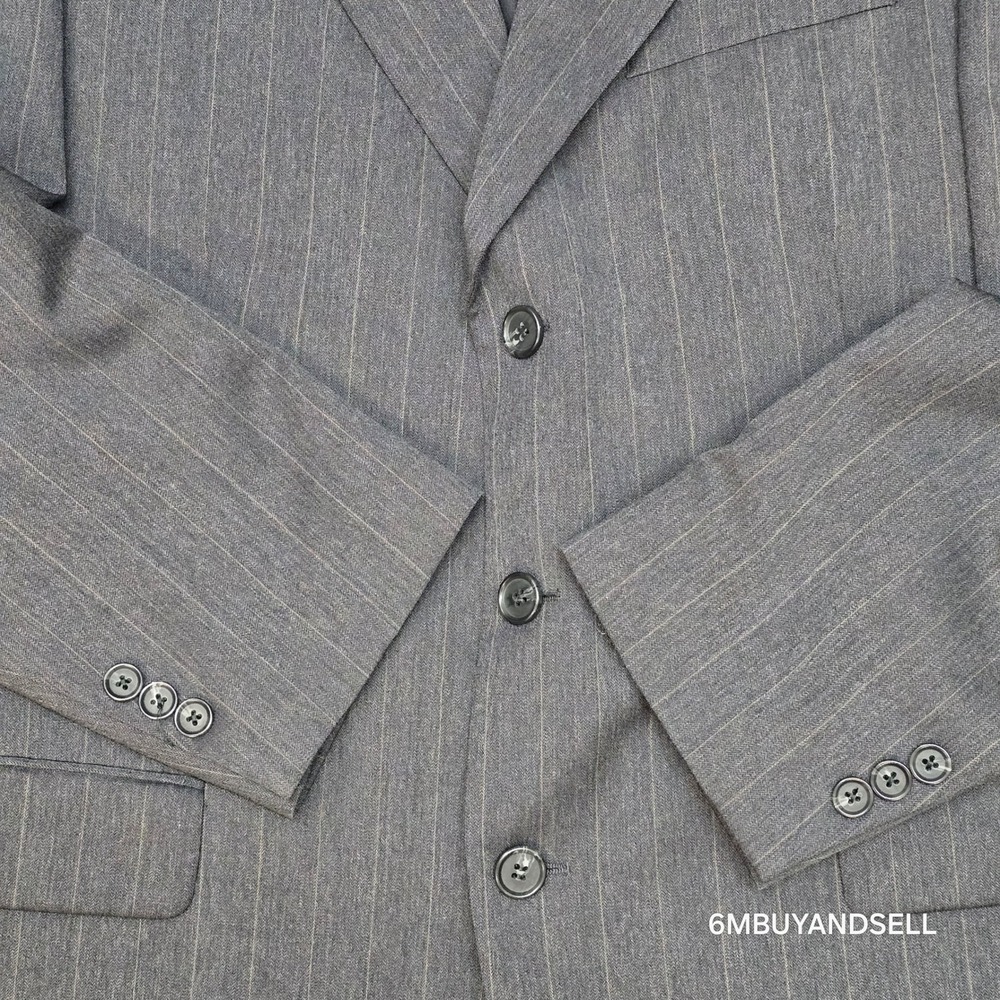 Paul Dione Mens Grey Pinstripe Pure Virgin Wool 3 Button Blazer Jacket Canada 44 - Picture 10 of 14